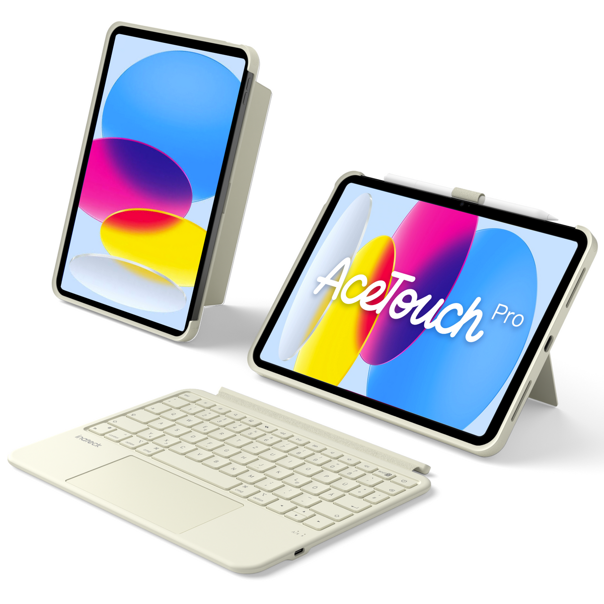 Abnehmbar Hülle mit Tastatur für iPad 11" A16 2025, iPad 10.9" 2022,mit Stifthalter, QWERTZ, AceTouch Pro, KB403-10 | Re