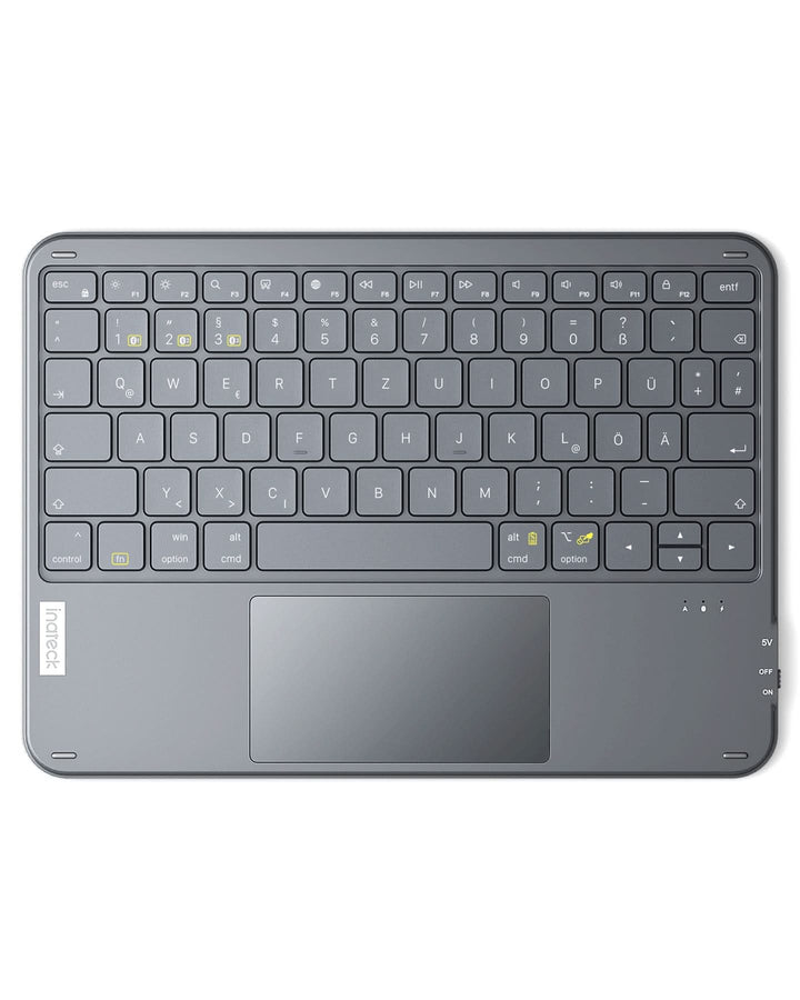 inateck DE Ultraleichte Tablet Tastatur Kabellose QWERTZ Deutsch mit Trackpad, kompatibel mit iPad/Tablet/Windows/Laptop/PC, KB0110