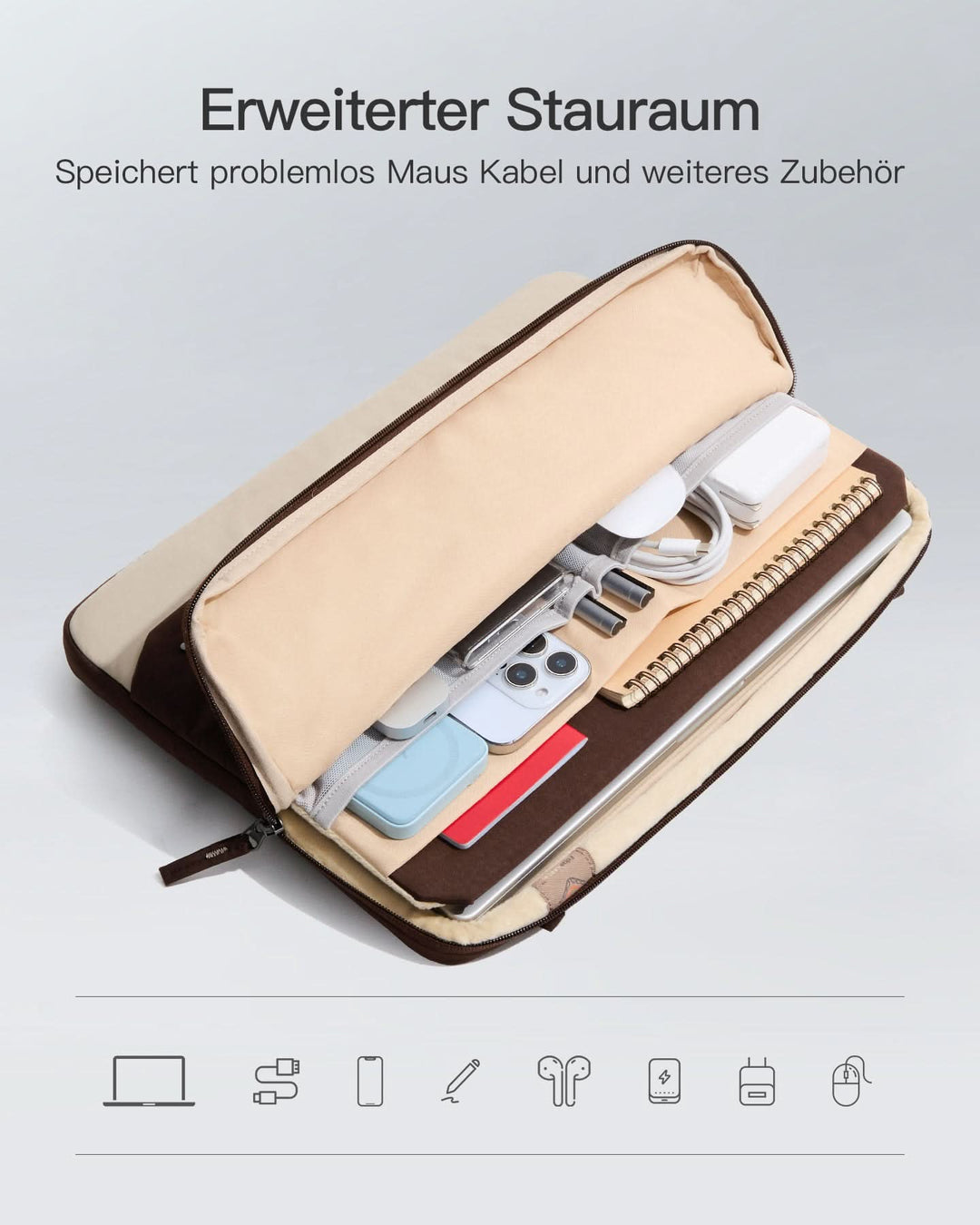 Inateck 360° Schutz Laptoptasche Hülle Schultertasche, kompatibel mit 13-Zoll MacBook Pro/Air, 14-Zoll MacBook Pro/Max (