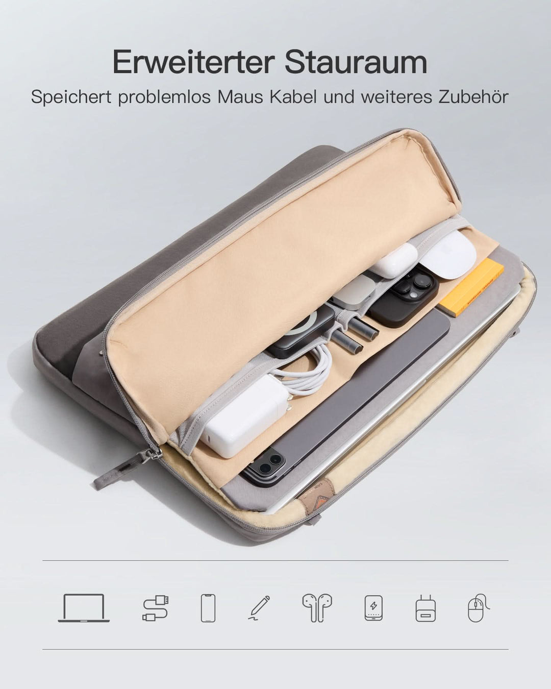 Inateck 360° Schutz Laptoptasche Hülle Schultertasche, kompatibel mit 13-Zoll MacBook Pro/Air, 14-Zoll MacBook Pro/Max (