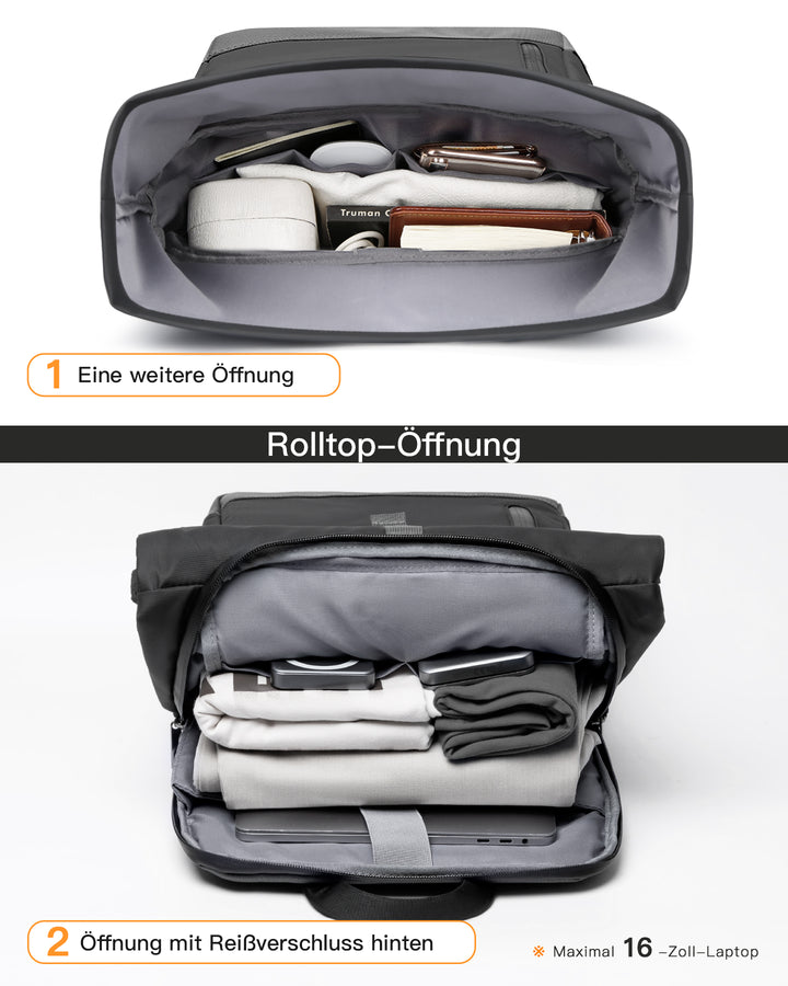 25-30L RollTop Rucksack wasserabweisend Daypack Laptoprucksack Schulrucksack, BP01003