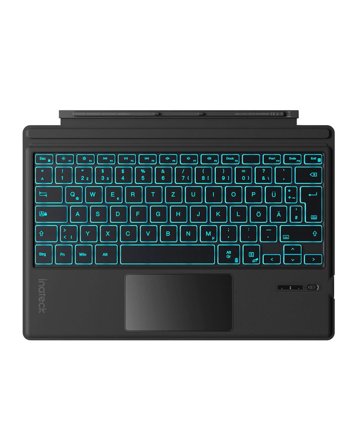 inateck DE Surface Pro AI Tastatur für Surface Pro 7/7+/6/5/4, 7 Farben Hintergrundbeleuchtung, QWERTZ, KB02027 Schwarz