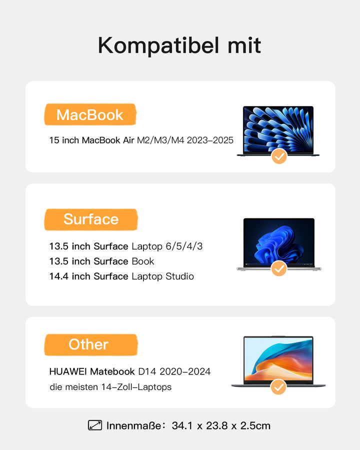 inateck DE Ultraleichte Laptoptasche Hülle 13-16 Zoll mit Zubehörtasche, LB01005