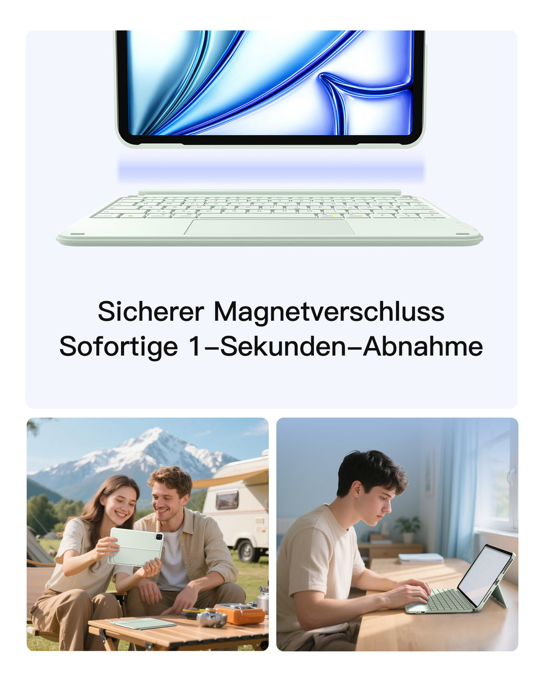 Ultraleicht Tastatur für iPad 11" (A16 2025), iPad 10, iPad Air 11" M4/M3/M2 (2026/2025/2024), iPad Air 5/4, iPad Pro 11