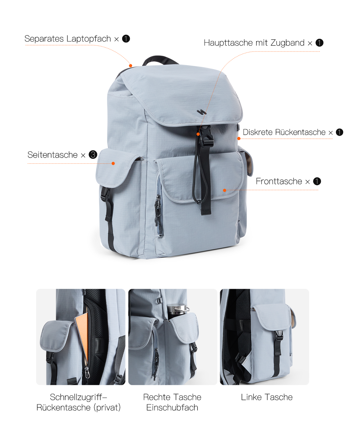 Inateck Laptop-Rucksack 20L – Wasserdichter Tagesrucksack für 16-Zoll-Notebooks, Reise & Büro, BPN21