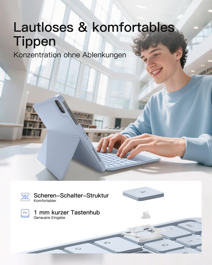 inateck DE Ultraleicht Tastatur für iPad 11" (A16 2025), iPad 10, iPad Air 11" M3/M2 (2025/2024), iPad Air 7/6/5/4, iPad Pro 11" 4/