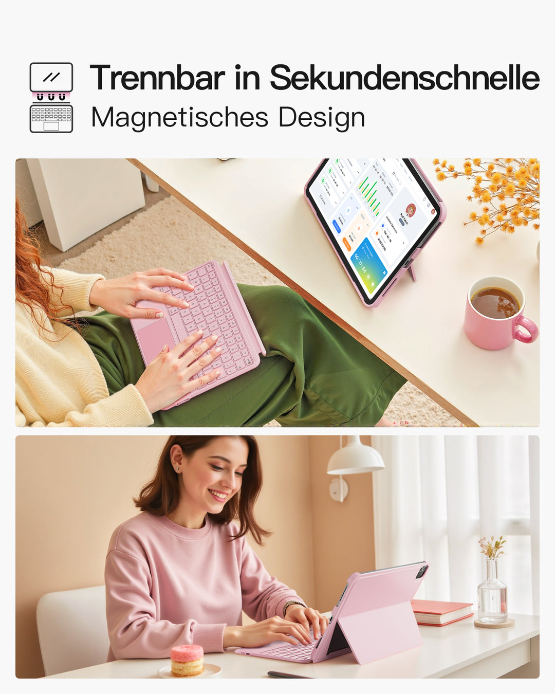 Ultraleicht Tastatur für iPad 11" (A16 2025), iPad 10, iPad Air 11" M4/M3/M2 (2026/2025/2024), iPad Air 5/4, iPad Pro 11