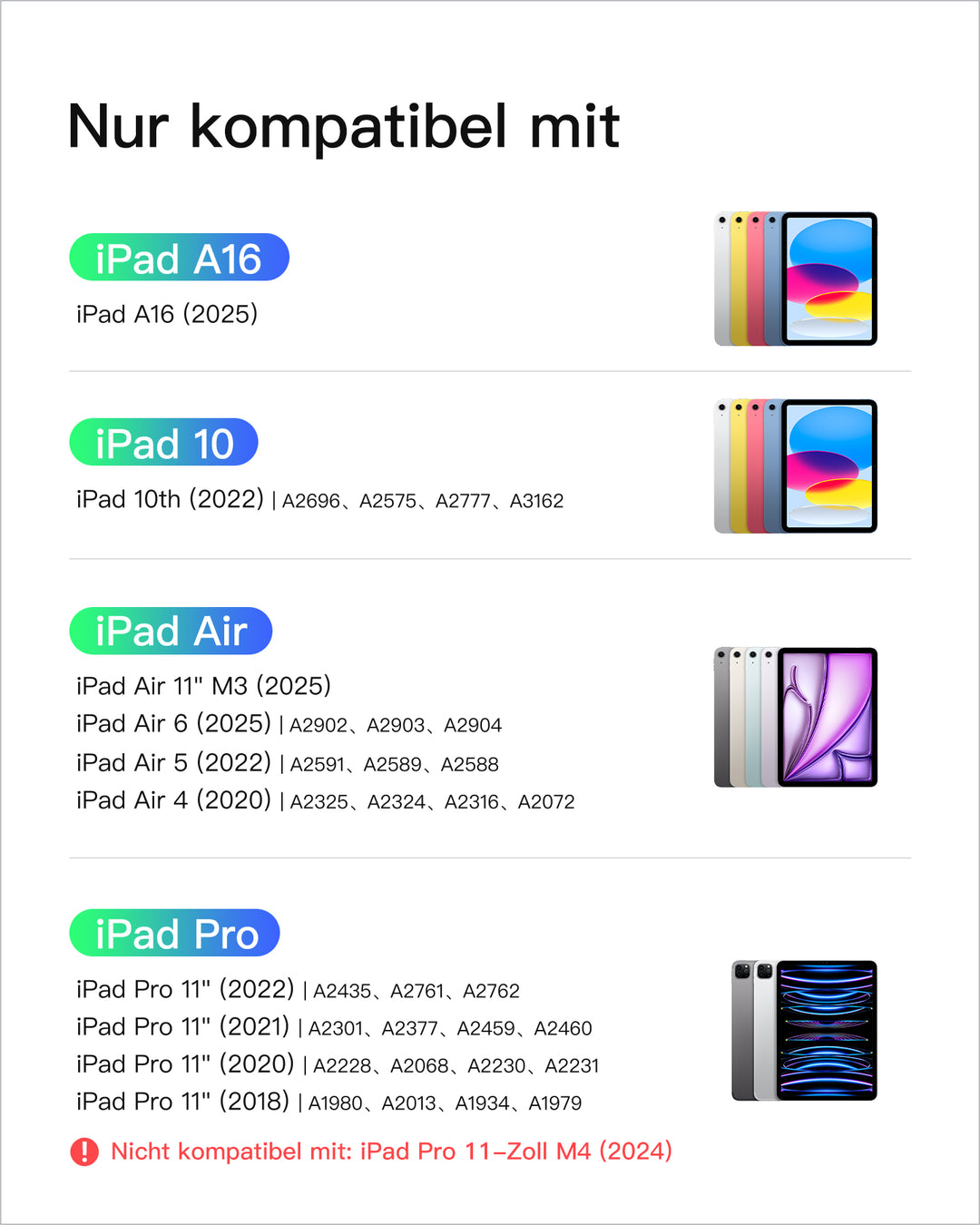 Ultraleicht Tastatur für iPad 11" (A16 2025), iPad 10, iPad Air 11" M4/M3/M2 (2026/2025/2024), iPad Air 5/4, iPad Pro 11