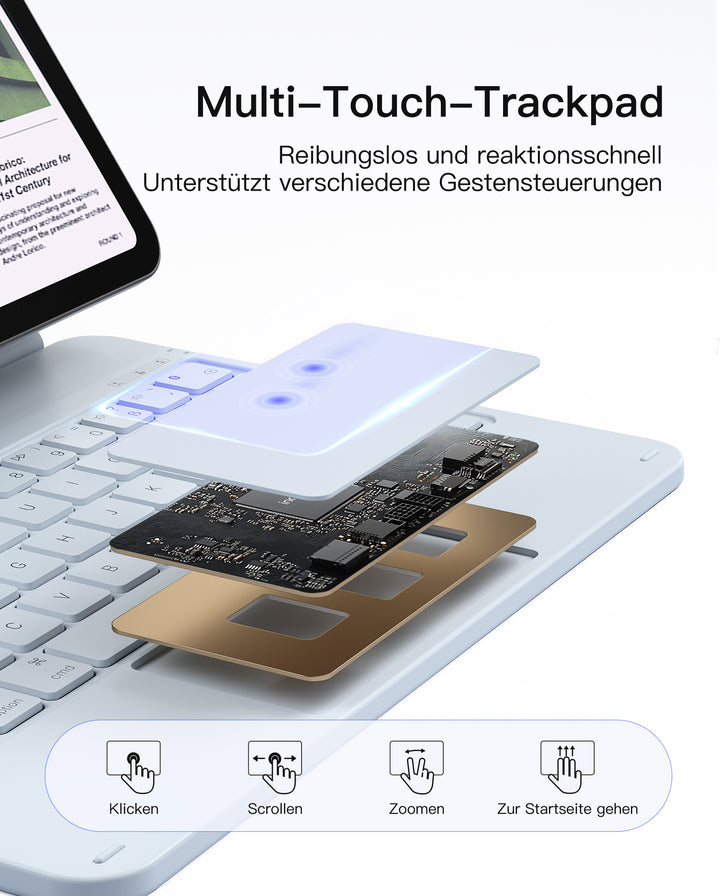 inateck DE Magnetische Tastaturhülle für iPad Air 11" M3/M2 (2025/2024), iPad Air 6/5/4, iPad Pro 11" 4/3/2/1, KB09119