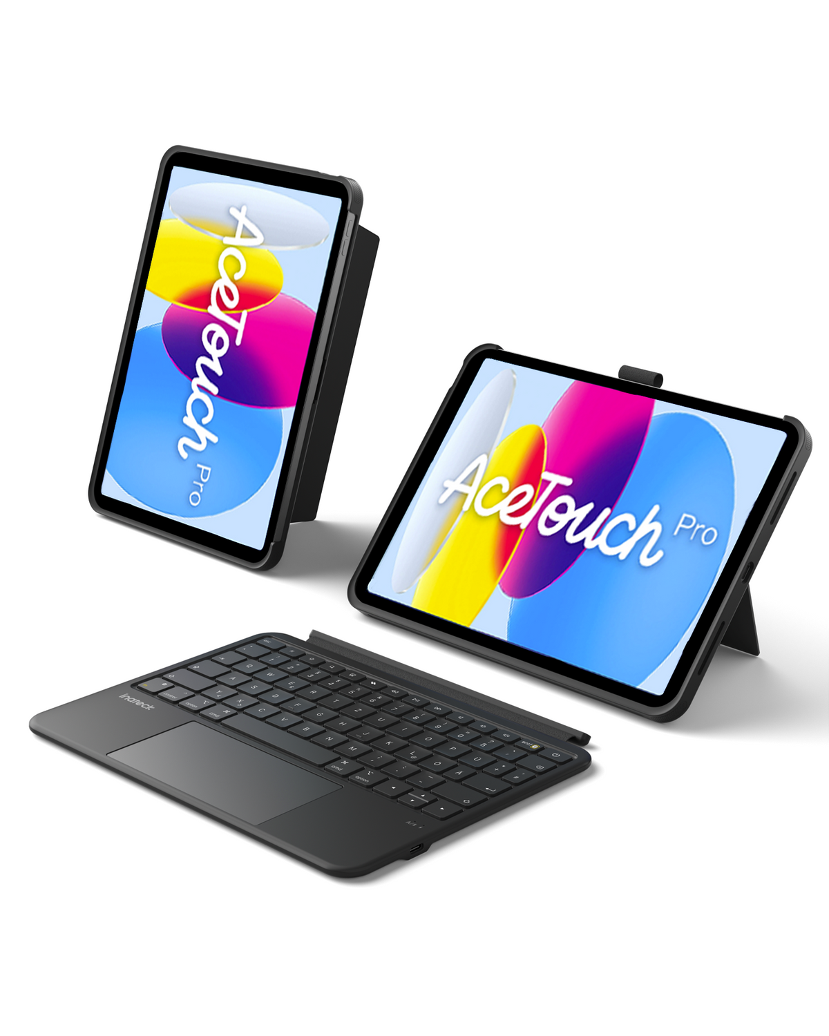 Abnehmbar Hülle mit Tastatur für iPad 11" A16 2025, iPad 10.9" 2022,mit Stifthalter, QWERTZ, AceTouch Pro, KB403-10 | Re