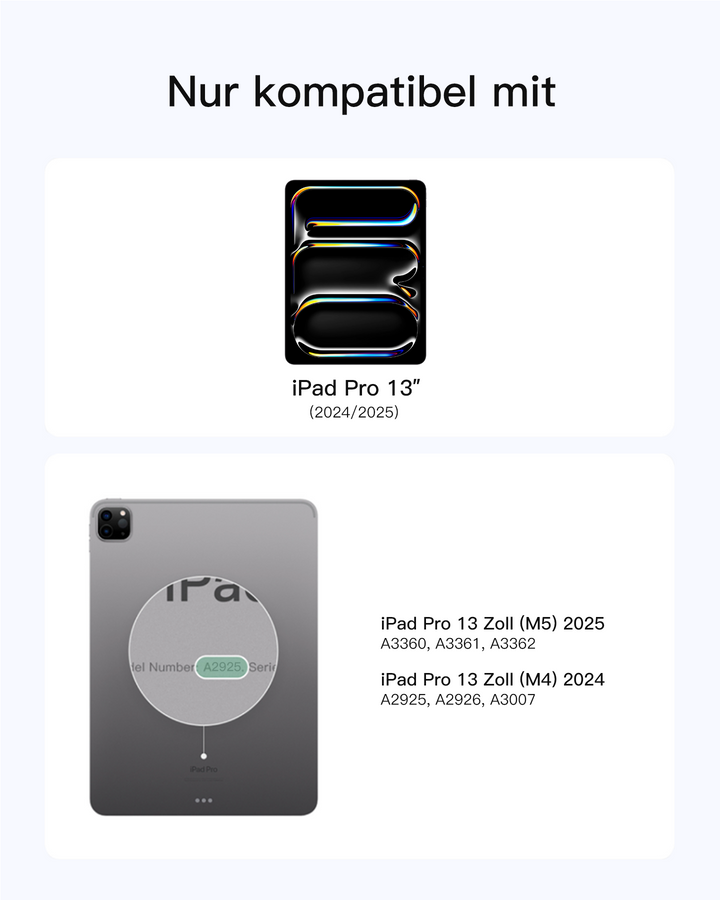 NeoMagic Magnetische Tastatur Hülle für iPad Pro 13 2025/2024(M5/M4),LED Smart Power-Anzeige, QWERTZ, mit Stifthalter, K