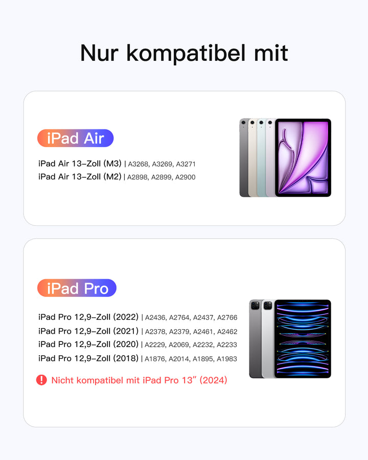 Inateck NeoMagic Magnetische Tastatur Hülle für iPad Air 13" M4/M3/M2 (2026/2025/2024), iPad Pro 12.9" 6/5/4/3 Gen,QWERT