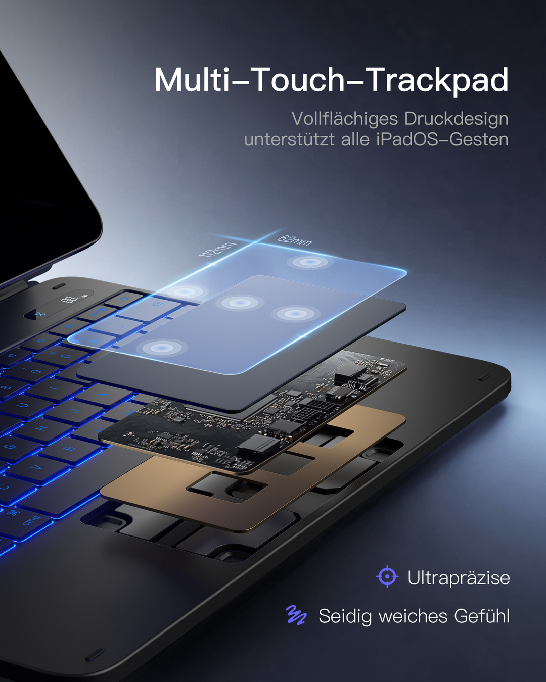 NeoMagic Magnetische Tastatur Hülle für iPad Pro 13 2025/2024(M5/M4),LED Smart Power-Anzeige, QWERTZ, mit Stifthalter, K