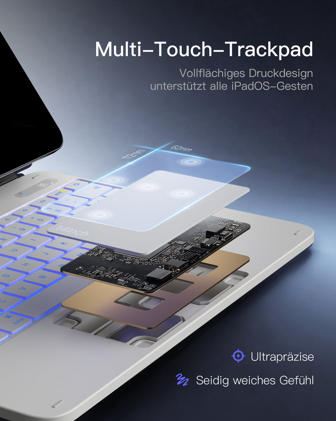 Inateck NeoMagic Magnetische Tastatur Hülle für iPad Air 13" M4/M3/M2 (2026/2025/2024), iPad Pro 12.9" 6/5/4/3 Gen,QWERT