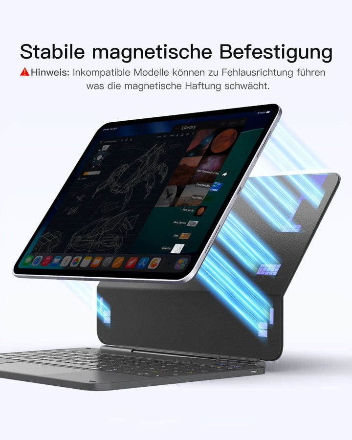 NeoMagic Magnetische Tastatur Hülle für iPad Pro 13 2025/2024(M5/M4),LED Smart Power-Anzeige, QWERTZ, mit Stifthalter, K