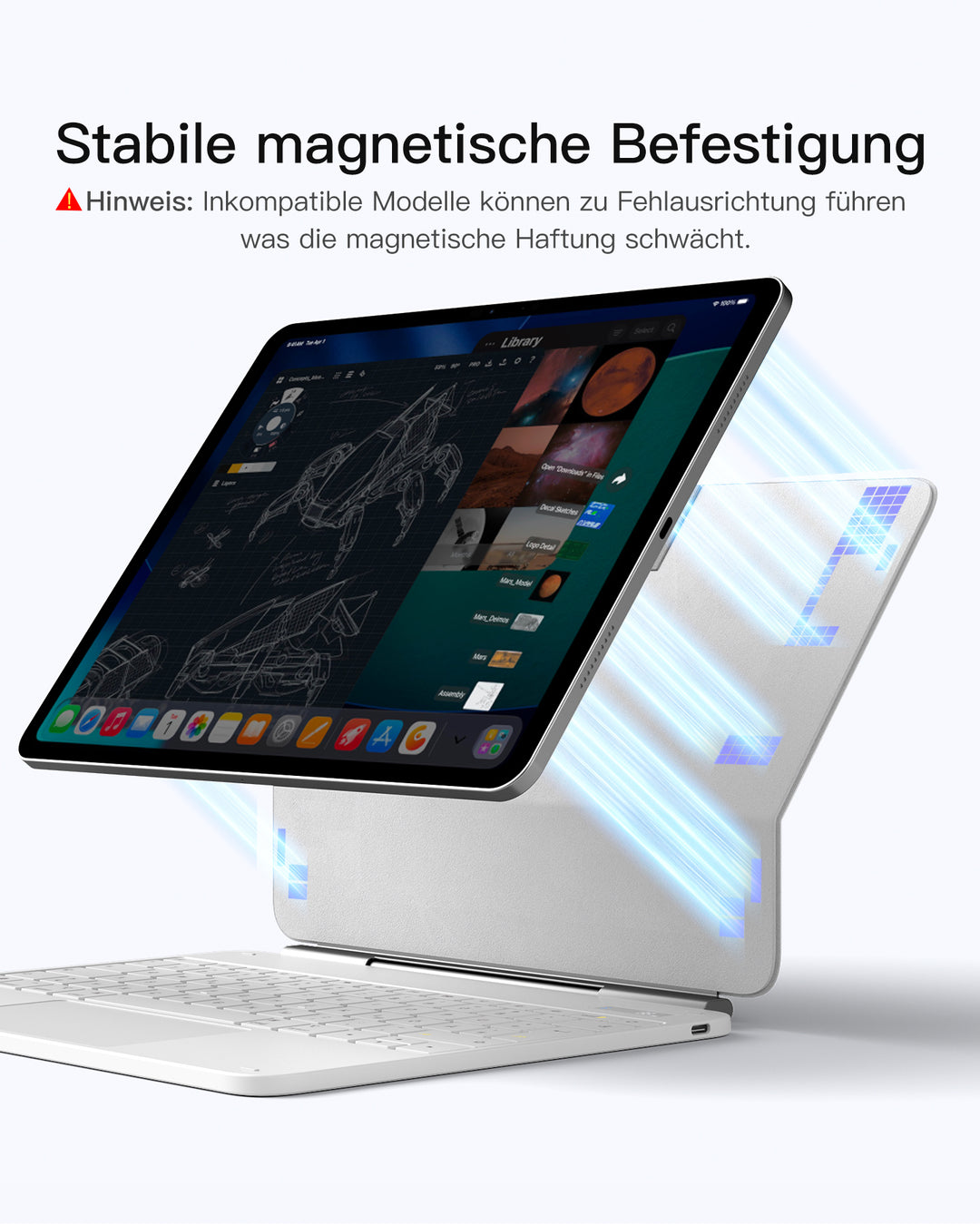 Inateck NeoMagic Magnetische Tastatur Hülle für iPad Air 13" M4/M3/M2 (2026/2025/2024), iPad Pro 12.9" 6/5/4/3 Gen,QWERT