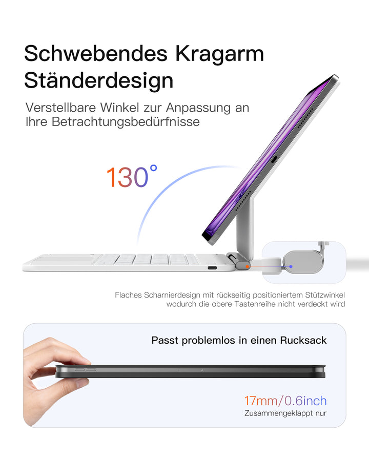 Inateck NeoMagic Magnetische Tastatur Hülle für iPad Air 13" M4/M3/M2 (2026/2025/2024), iPad Pro 12.9" 6/5/4/3 Gen,QWERT