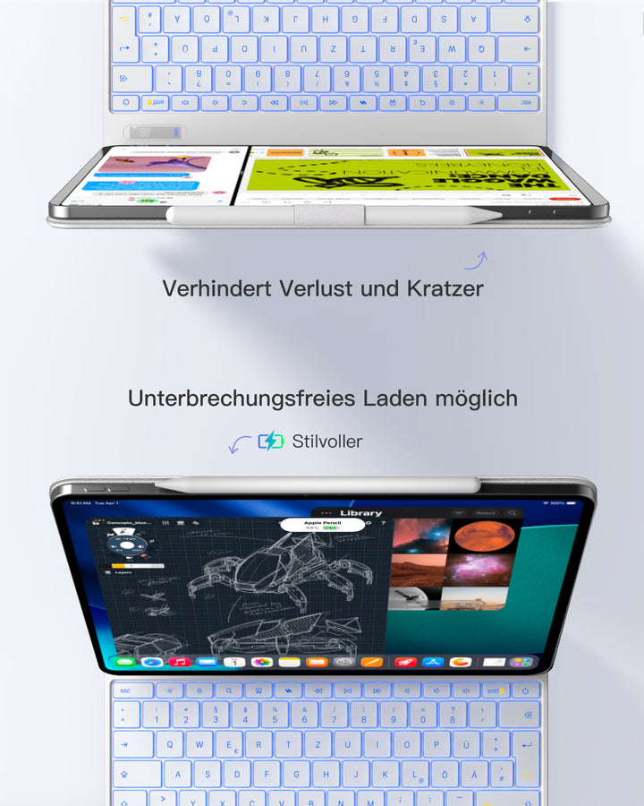 Inateck NeoMagic Magnetische Tastatur Hülle für iPad Air 13" M4/M3/M2 (2026/2025/2024), iPad Pro 12.9" 6/5/4/3 Gen,QWERT