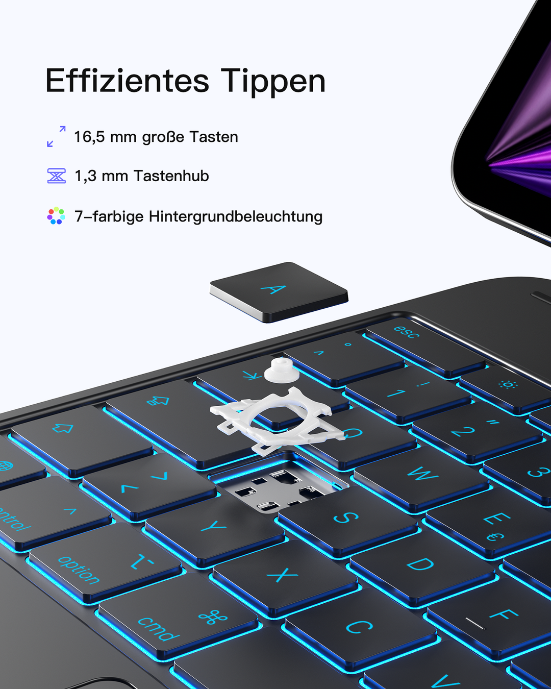 NeoMagic Magnetische Tastatur Hülle für iPad Pro 13 2025/2024(M5/M4),LED Smart Power-Anzeige, QWERTZ, mit Stifthalter, K