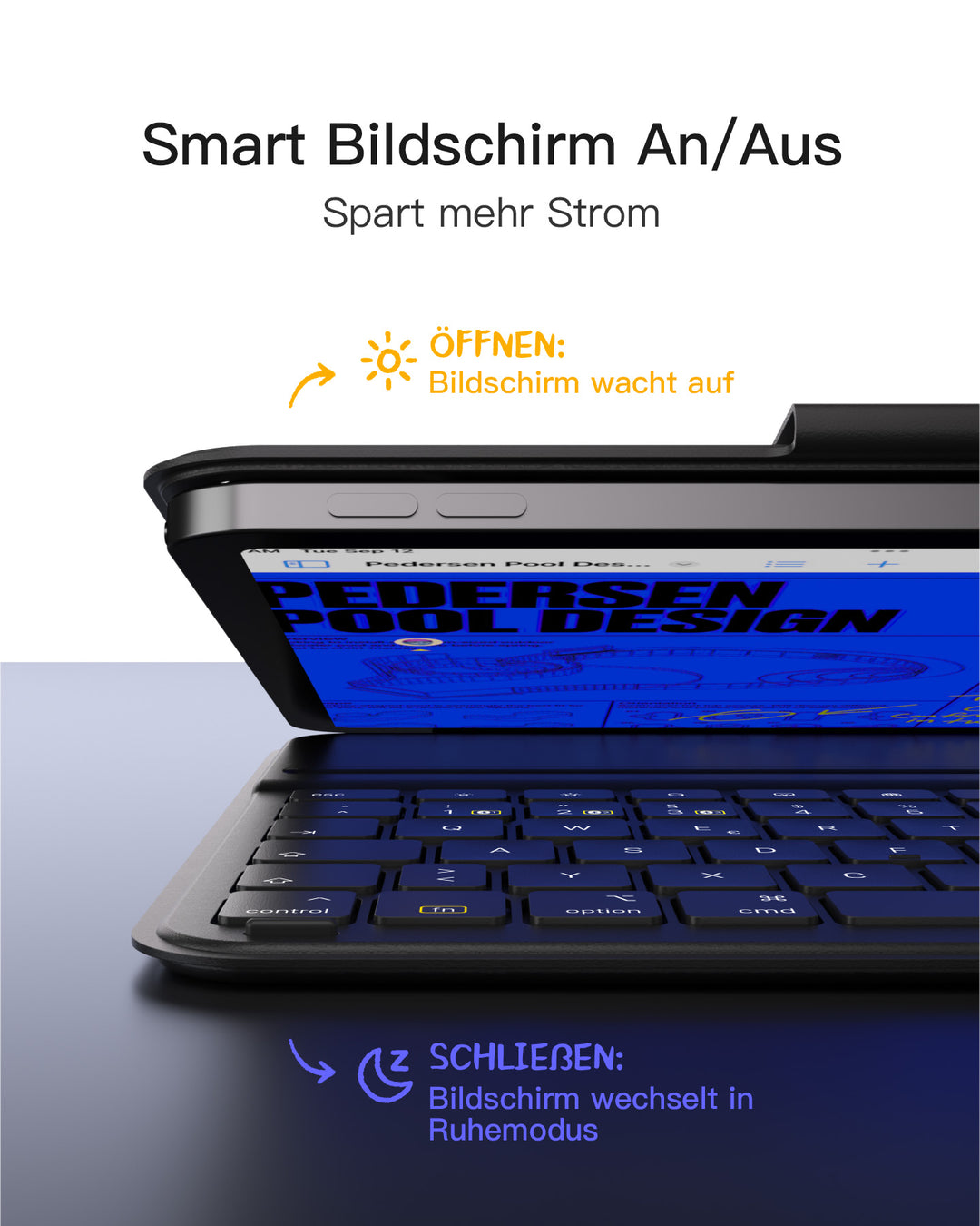 Inateck abnehmbare Tastaturhülle für iPad 11 Zoll (A16) 2025 / iPad 10 Generation 10,9 Zoll, QWERTZ, KB204