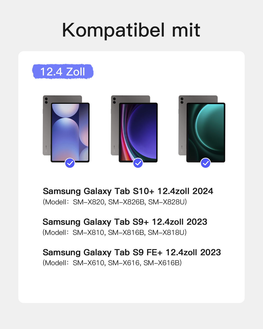 Inateck Bluetooth Tastatur Hülle für Samsung Galaxy Tab S10+/S9+/S9 FE+ 12,4 Zoll, Touchpad und Stifthalter, QWERTZ, N0066
