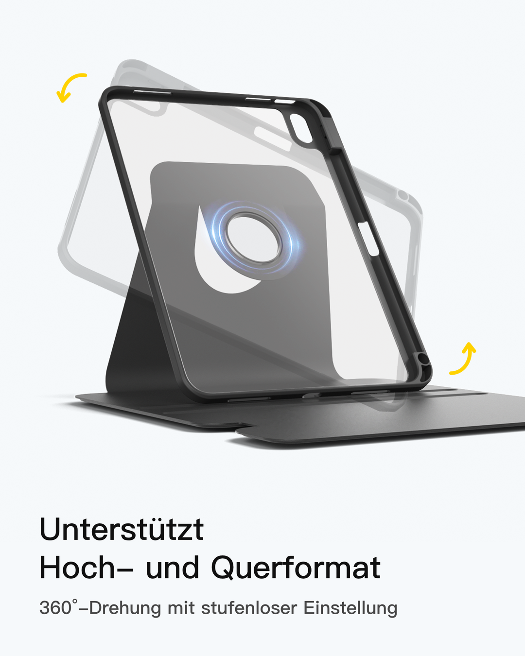 Inateck Tastaturhülle für iPad 11 (A16)/10. Gen, 360° drehbar, abnehmbare QWERTZ Tastatur, KB005