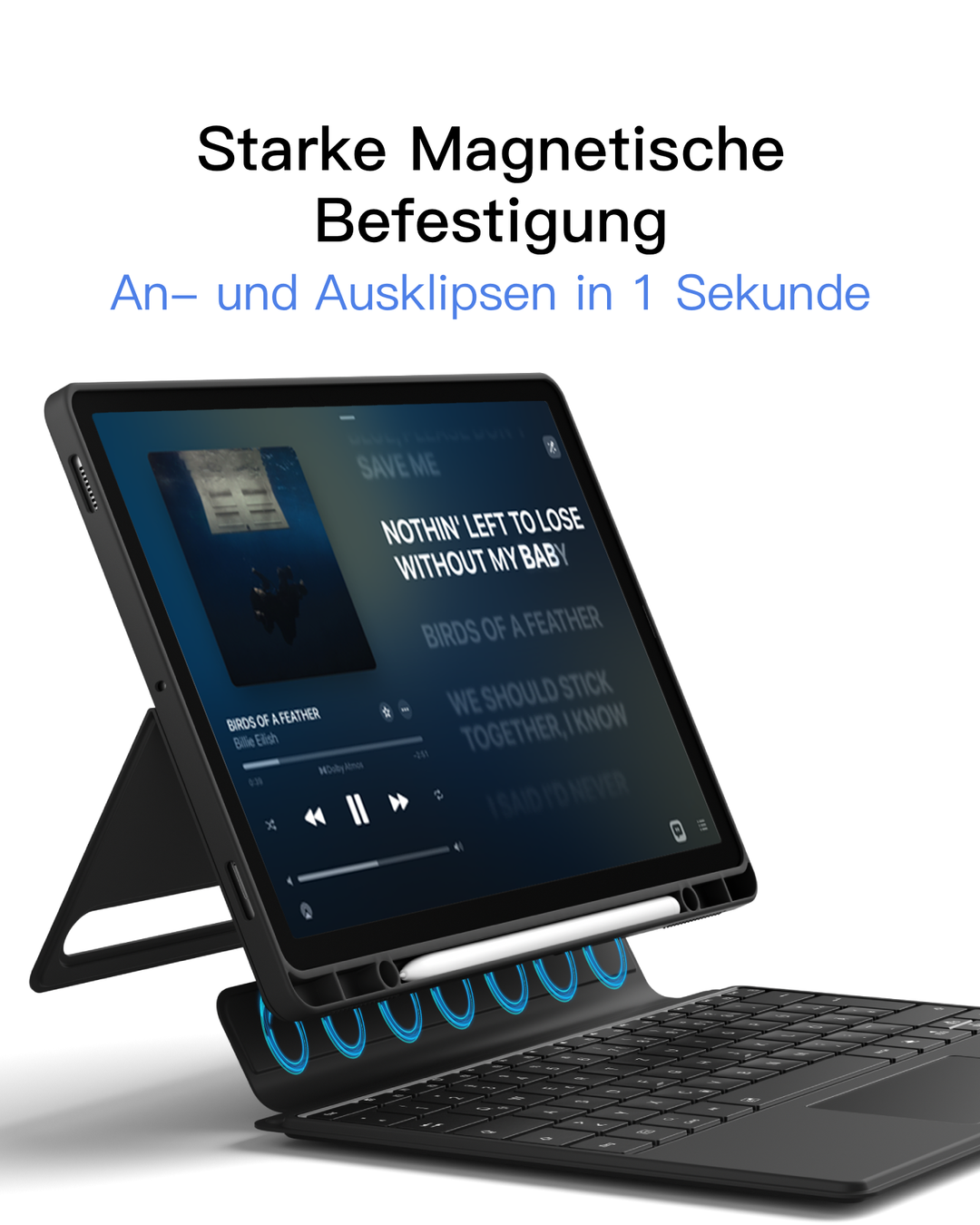 Inateck Bluetooth Tastatur Hülle für Samsung Galaxy Tab S10+/S9+/S9 FE+ 12,4 Zoll, Touchpad und Stifthalter, QWERTZ, N0066