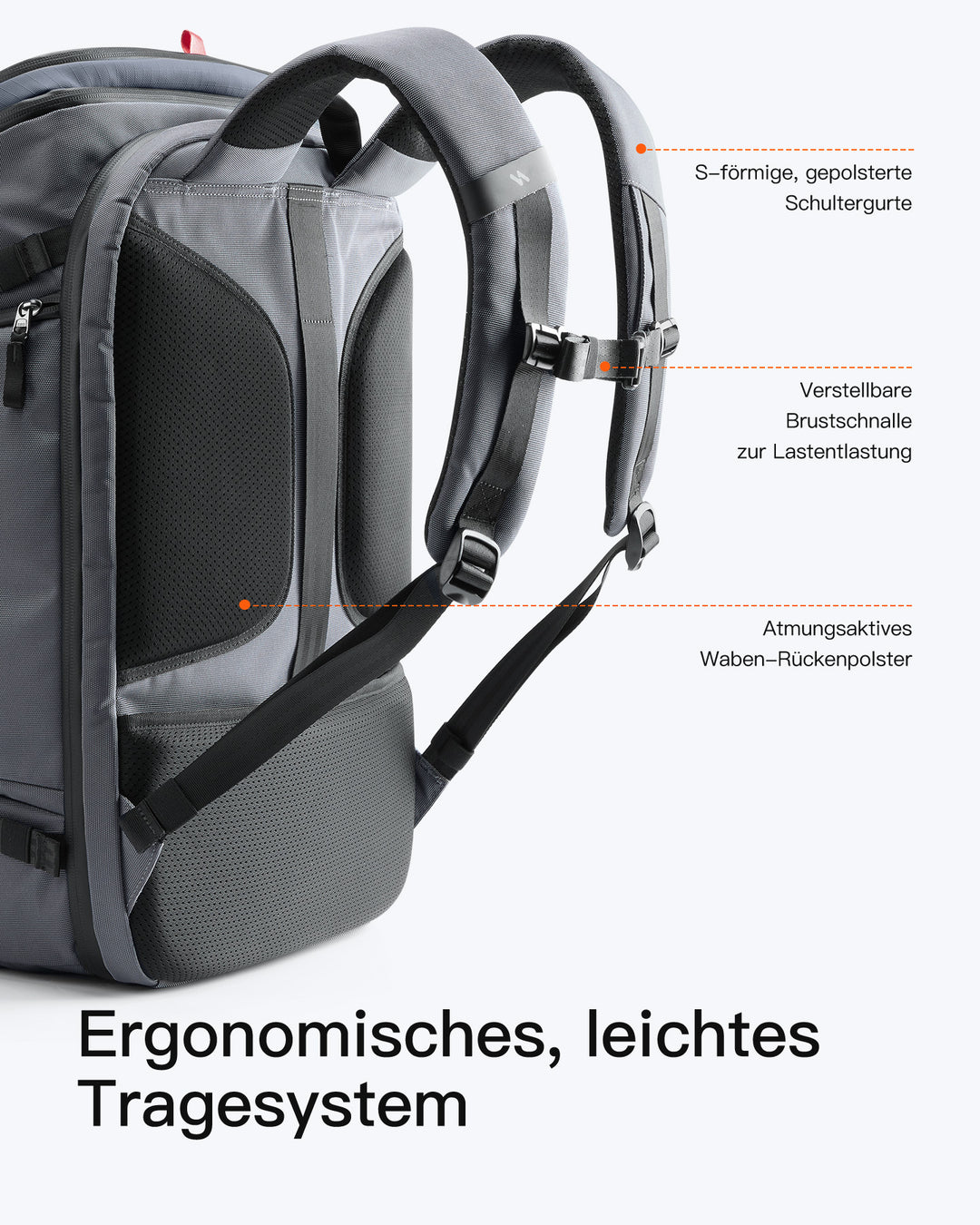 Handgepäck Rucksack 40L, TSA Freundlich Groß Reiserucksack Spritzwassergeschützt Travel Backpack für 17 Zoll Laptop, BPX