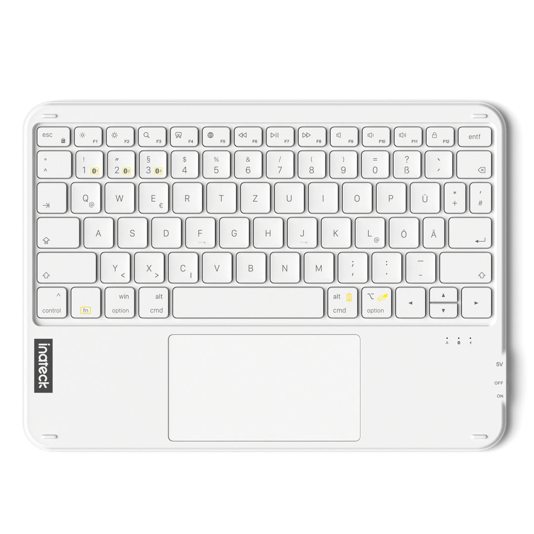 Ultraleichte Tablet Tastatur Kabellose QWERTZ Deutsch mit Trackpad, kompatibel mit iPad/Tablet/Windows/Laptop/PC, KB0110