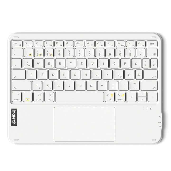 Ultraleichte Tablet Tastatur Kabellose QWERTZ Deutsch mit Trackpad, kompatibel mit iPad/Tablet/Windows/Laptop/PC, KB0110