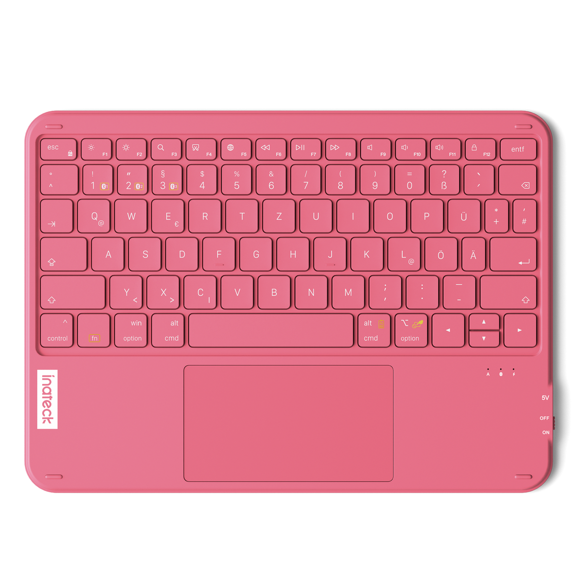 Ultraleichte Tablet Tastatur Kabellose QWERTZ Deutsch mit Trackpad, kompatibel mit iPad/Tablet/Windows/Laptop/PC, KB0110