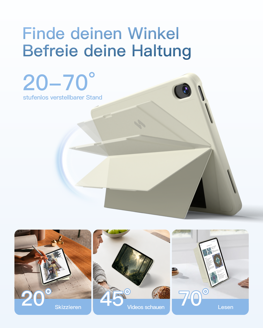 Abnehmbar Hülle mit Tastatur für iPad 11" A16 2025, iPad 10.9" 2022,mit Stifthalter, QWERTZ, AceTouch Pro, KB403-10 | Re