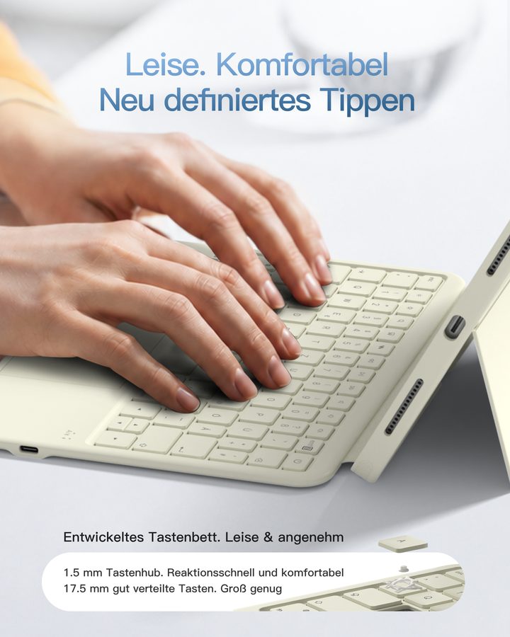 Abnehmbar Hülle mit Tastatur für iPad 11" A16 2025, iPad 10.9" 2022,mit Stifthalter, QWERTZ, AceTouch Pro, KB403-10 | Re