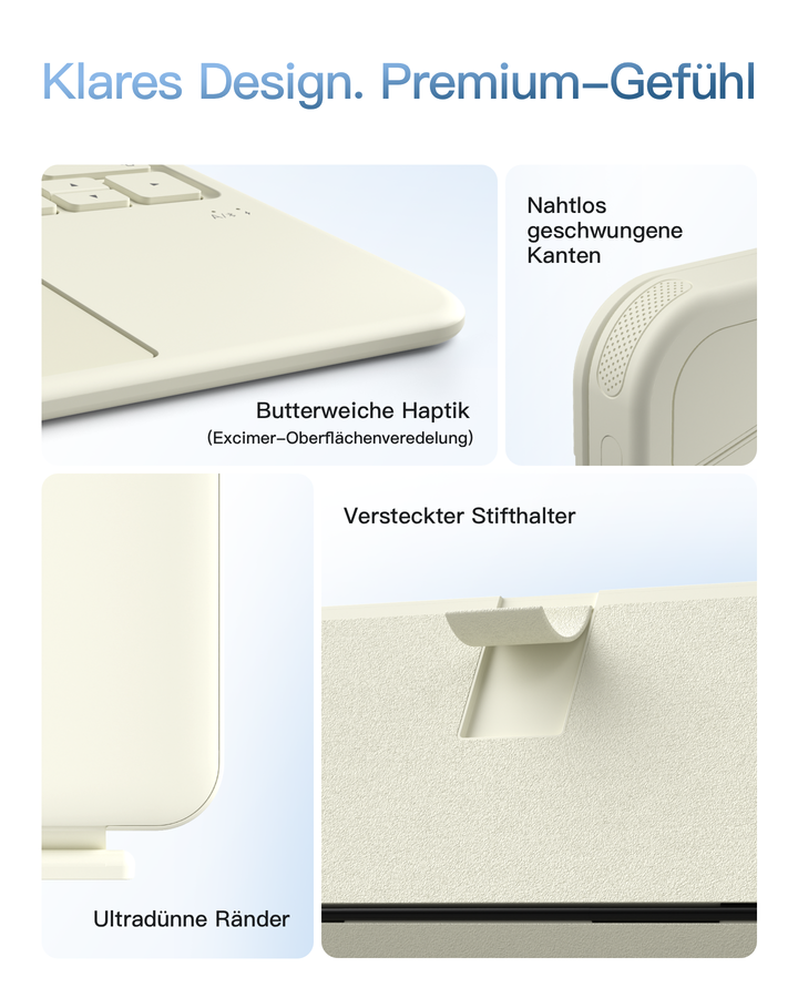 Abnehmbar Hülle mit Tastatur für iPad 11" A16 2025, iPad 10.9" 2022,mit Stifthalter, QWERTZ, AceTouch Pro, KB403-10 | Re